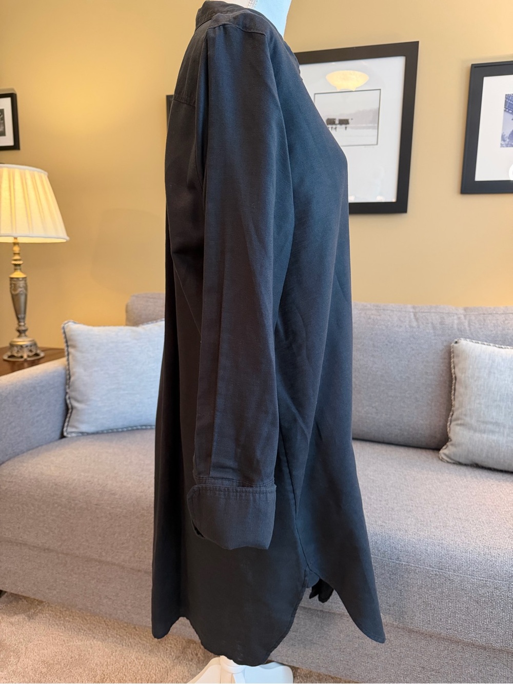 J Crew Black Button-Front Shirt Dress - Picture 3 of 9